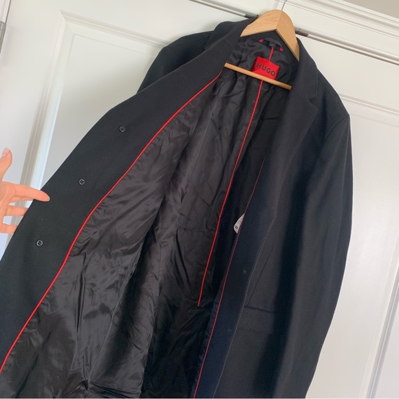 Hugo Boss Migor Overcoat Black Wool Dressy Pea Coat Jacket $445 NEW Size 48 R - Picture 6 of 11